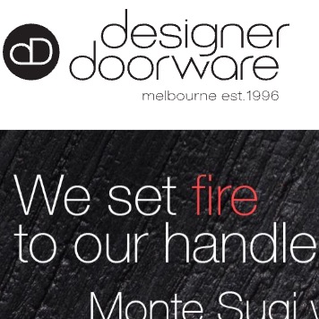 Designer Doorware logo with tagline and text on black background