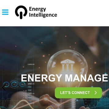 Energy Intelligence logo with lightbulb and graphs, text 'Energy Manage'.