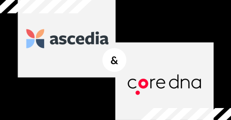 Logos of Ascedia and Core DNA side by side on a light background.