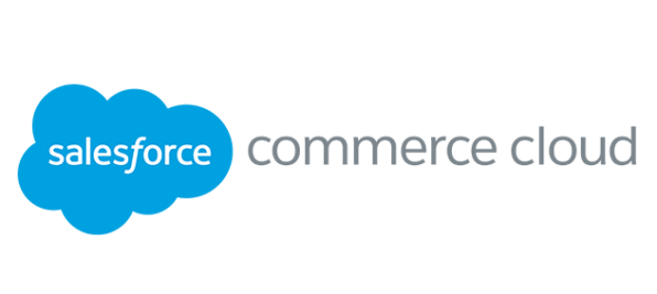 Salesforce Commerce Cloud logo with blue cloud design.