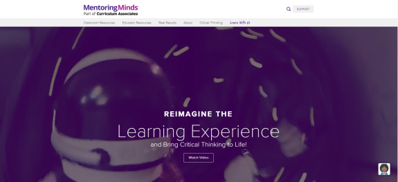 Mentoring Minds website banner with text on reimagining learning experience.
