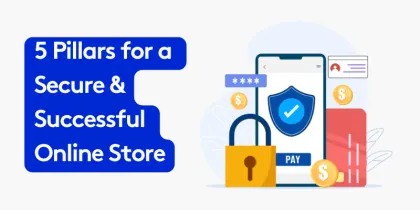 Illustration of secure online store elements with lock and mobile payment.