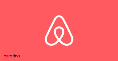 Airbnb logo on red background