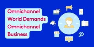 Omnichannel business strategy with icons representing different communication channels.