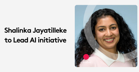 Woman smiling, announced to lead AI initiative.