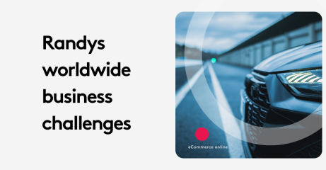 Text reading 'Randys worldwide business challenges' next to a car on a road.