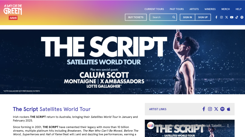 THE Script concert Aday on the green