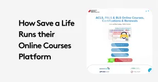 Online course platform description for ACLS, PALS, and BLS certifications.