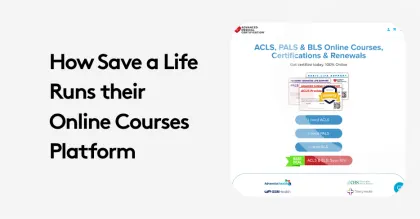 Online course platform description for ACLS, PALS, and BLS certifications.