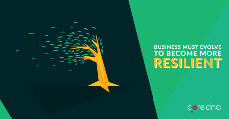 Illustration of a tree with leaves blowing away, symbolizing business resilience and evolution.