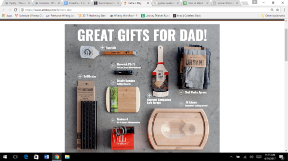 Gift ideas for dad including BBQ tools and accessories on a gray background.