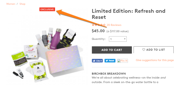 Limited edition gift box with wellness products including water bottle and snacks.