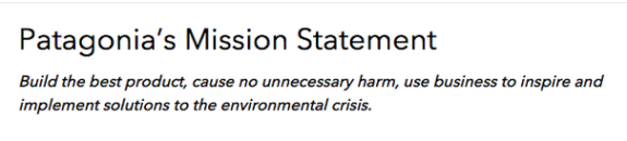 Patagonia mission statement about environmental solutions.
