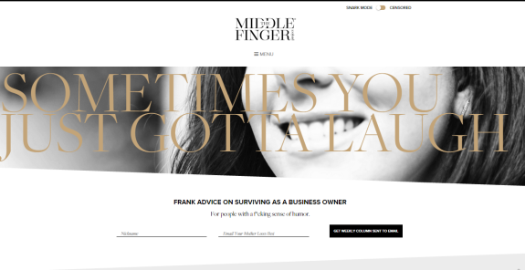 Website banner with text 'Sometimes you just gotta laugh' and a smiling face.