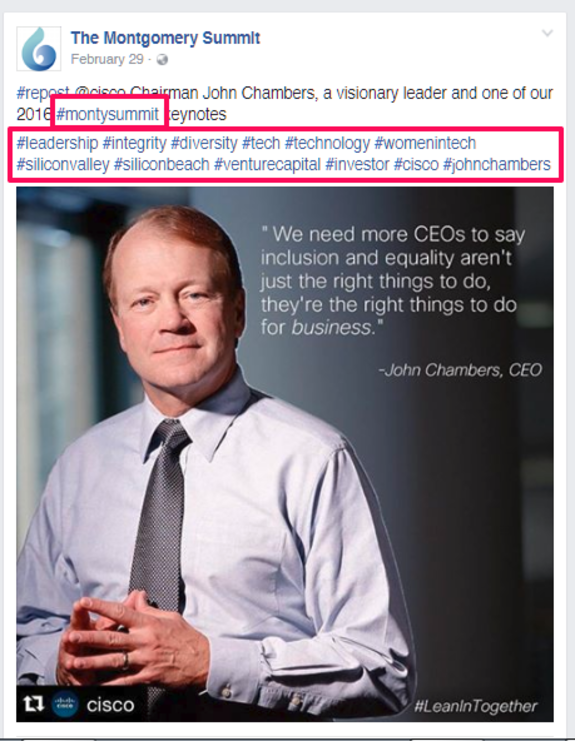 Business executive in suit with leadership quote at conference.