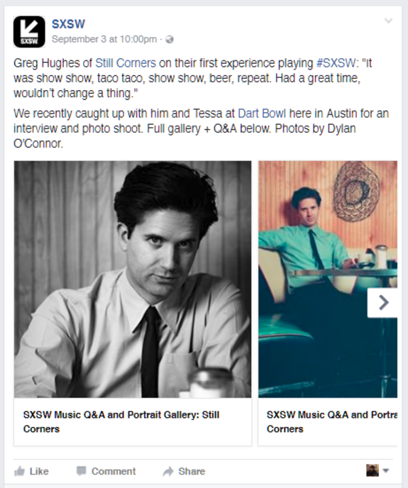 SXSW post featuring Still Corners member Greg Hughes in a photo shoot at Dart Bowl.