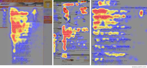 Website heatmap showing user behavior patterns on different pages.