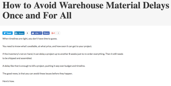 How to avoid warehouse material delays guide with social sharing buttons.