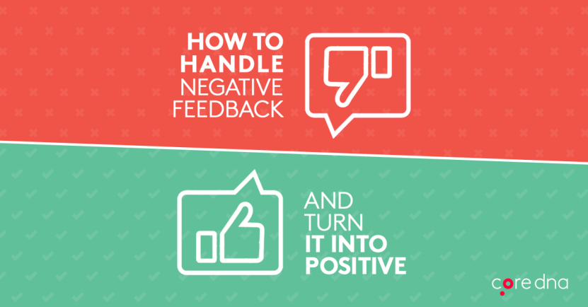 Two sections showing how to handle negative feedback and turn it into positive.