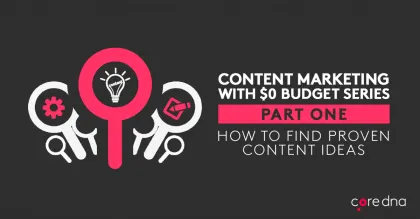 Content marketing zero budget series part one graphic with icons and text.