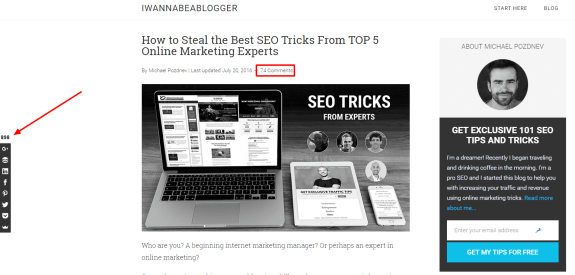 Article on SEO tricks from top online marketing experts with images of devices.