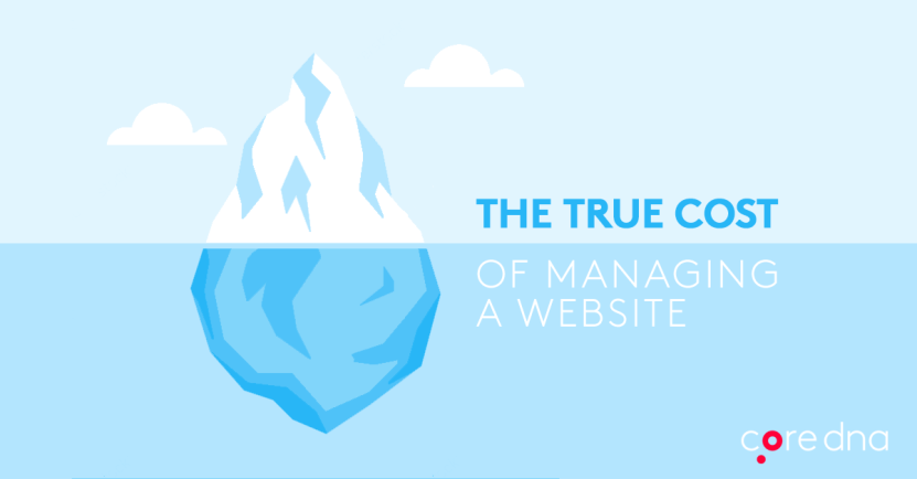 Iceberg graphic illustrating the true cost of managing a website.