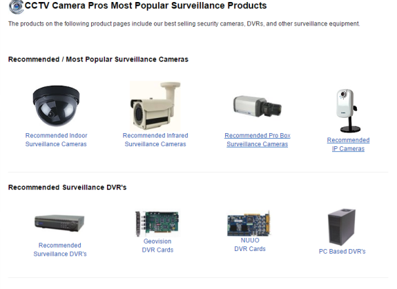 CCTV Camera Pros recommended surveillance cameras and DVR products.