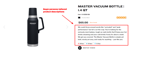 Stanley Master Vacuum Bottle 1.4 QT in black with product details and price.