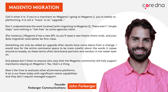 John Forberger discusses Magento migration challenges for coredna.