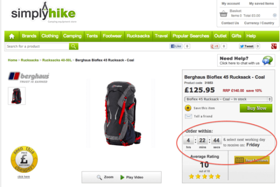 Berghaus Bioflex 45 Rucksack in coal color on Simply Hike website with price and order details.