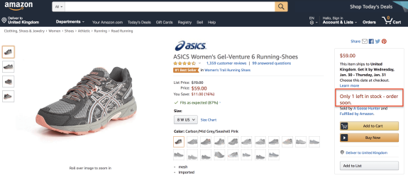 ASICS Women's Gel-Venture 6 running shoes product page on Amazon