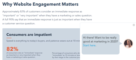 Infographic explaining why website engagement matters with statistics on customer impatience.