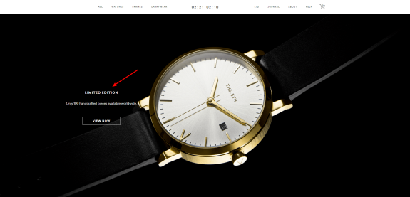 Limited edition gold watch on black background with time and date