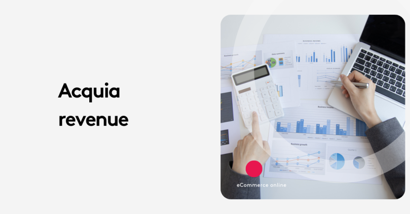 Person analyzing revenue charts with calculator and laptop on desk.