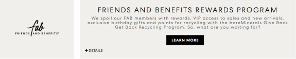 Friends and Benefits rewards program promotion with VIP access and exclusive offers.
