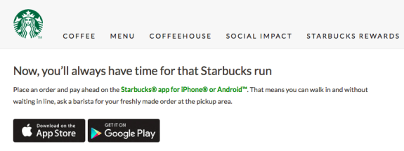 Starbucks app promotion for ordering ahead on iPhone and Android.
