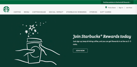Starbucks rewards promotion with hand holding coffee cup and stars.