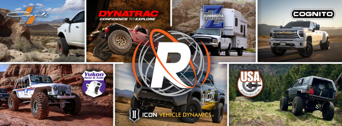 Collage of offroad vehicle brands with various trucks and SUVs in natural landscapes.