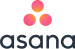 Asana logo with three gradient circles above the brand name
