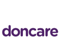 Doncare logo with purple text on a white background