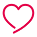 Red heart outline on a white background