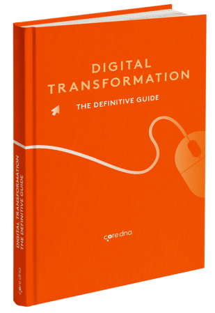 Orange book cover titled 'Digital Transformation: The Definitive Guide' by coredna.