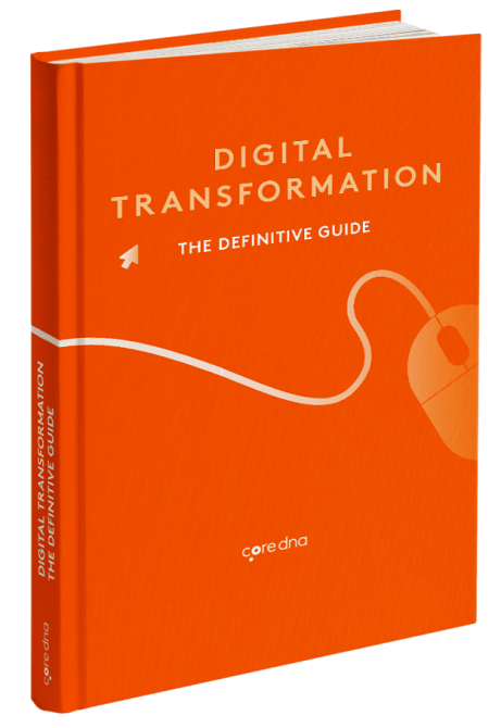 Orange book cover titled 'Digital Transformation: The Definitive Guide' by coredna.