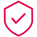 Red shield icon with a checkmark inside