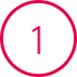 Red number one inside a circle symbol on a transparent background