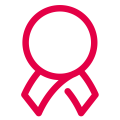 Red ribbon icon symbolizing awareness on white background