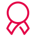 Red ribbon icon symbolizing awareness on white background