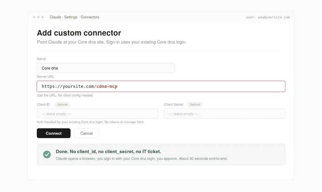 Step 2  -  Connect your AI agent